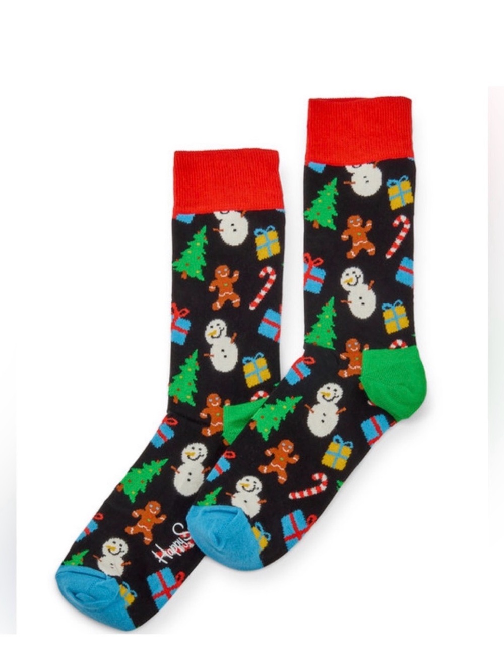 Happy Socks Bring It On Holiday Snowman socks Black/multi unisex men 8-12 W 10-1